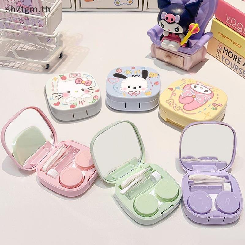 SHZTGM กล่องใส่คอนแทคเลนส์ Hello Kitty น่ารักพร้อมกระจก, กล่องเก็บของแบบพกพา null