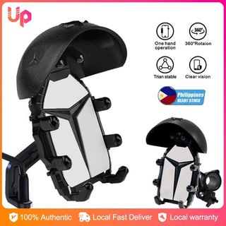 Motorcycle Bicycle Phone Holder with Sunscreen Sunproof Waterproof Helmet Anti-Glare Stand Bracket