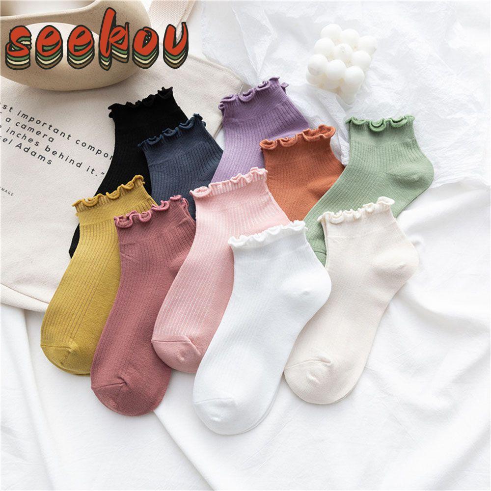 SEKOV Frilly Ruffle Socks Kawaii Cotton Fashion Casual Boat Socks