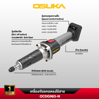 เครื่องเจียรคอตรงไร้สาย 20V OCDG963-M1