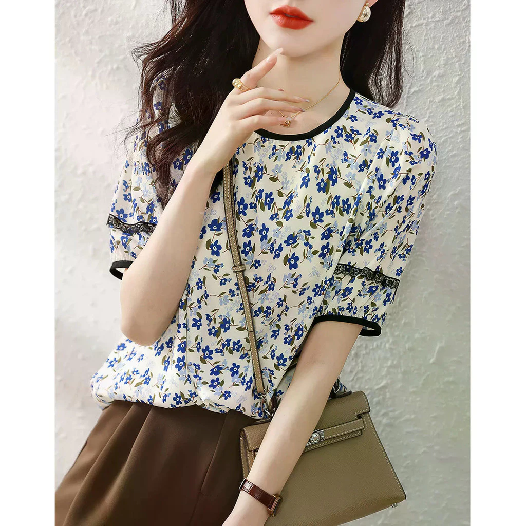 Breeze เสื้อผู้หญิงแขนสั้นลายดอกไม้ ไซส์ S-XL ทรงหลวมสไตล์เกาหลี thumbnail 3