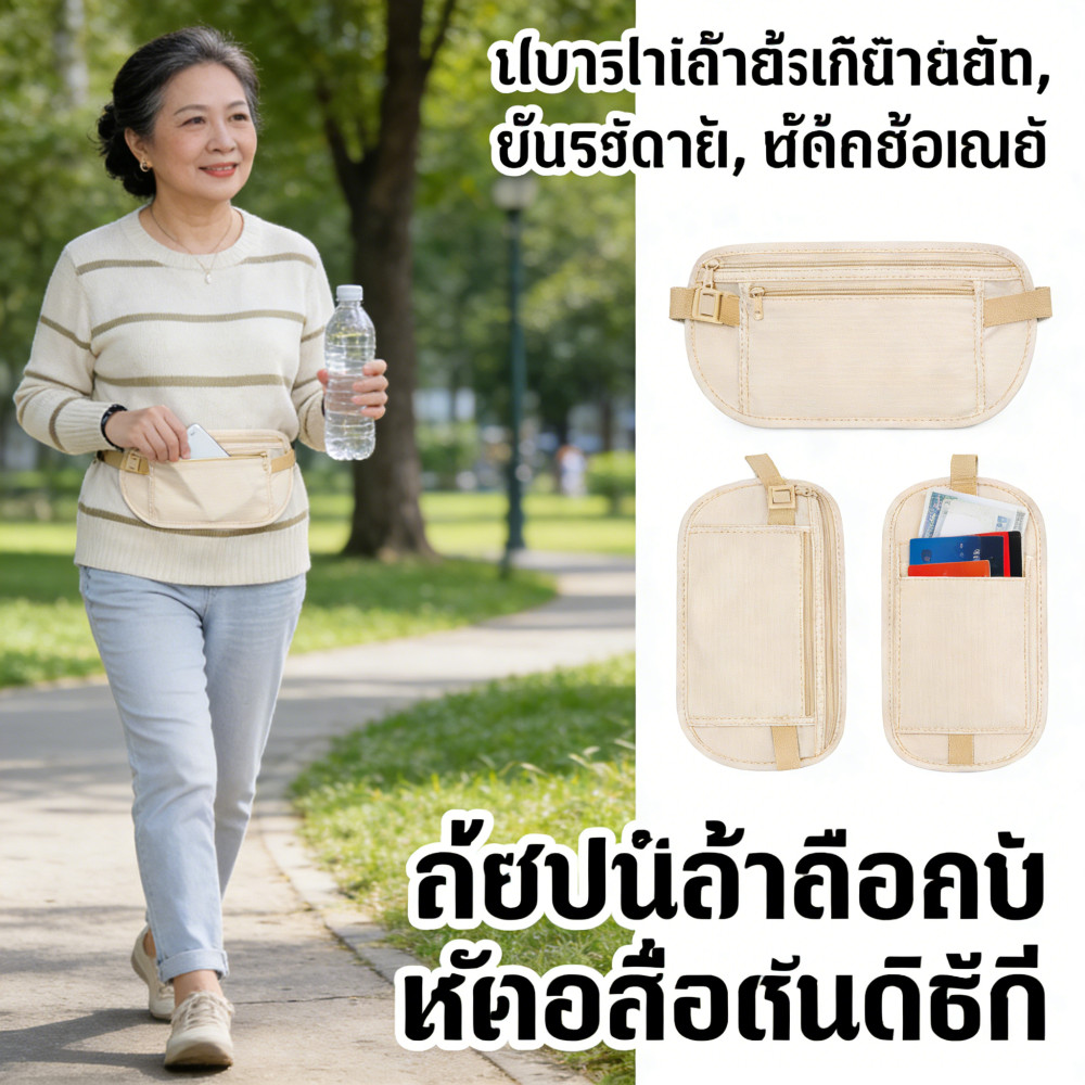 1 ชิ้น สำหรับหนังสือเดินทาง ซ่อนได้ กระเป๋าคาดเอว ขัดเงินเข็ม