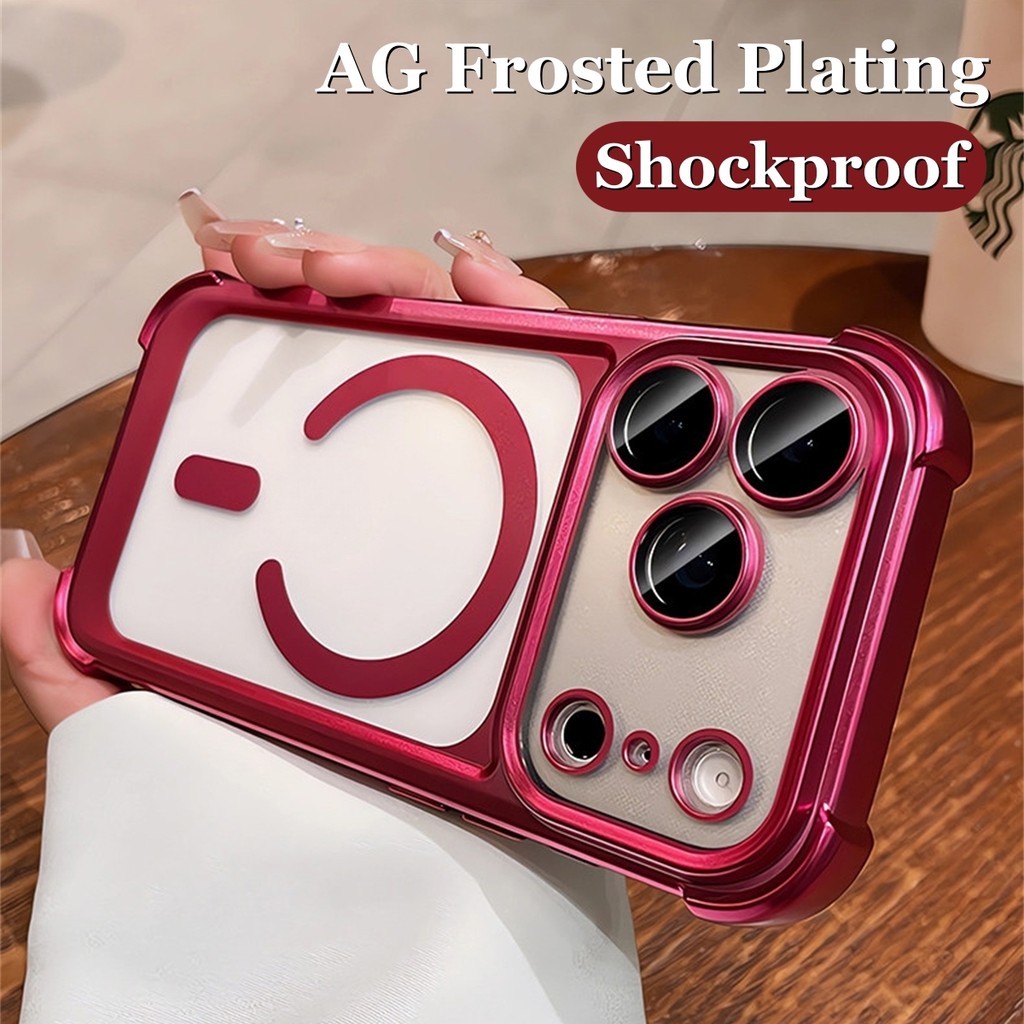 พรีเมี่ยม AG Frosted ชุบเคสโทรศัพท์สําหรับ IPhone 17 Pro Max 13 14 15 16 Pro Max ถุงลมนิรภัยโปร่งแสง Matte กันกระแทก