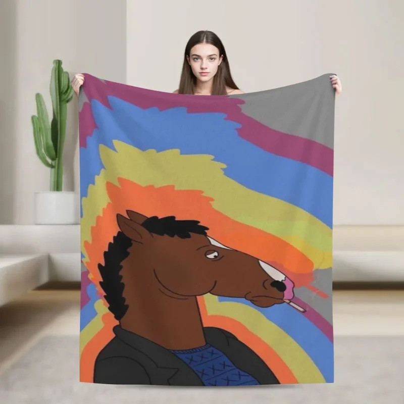 ตลก BoJack Horseman Soft Flannel ผ้าห่มสําหรับโซฟาโซฟาเตียง,ผ้าห่มน้ําหนักเบาสําหรับห้องนั่งเล่น,Nap