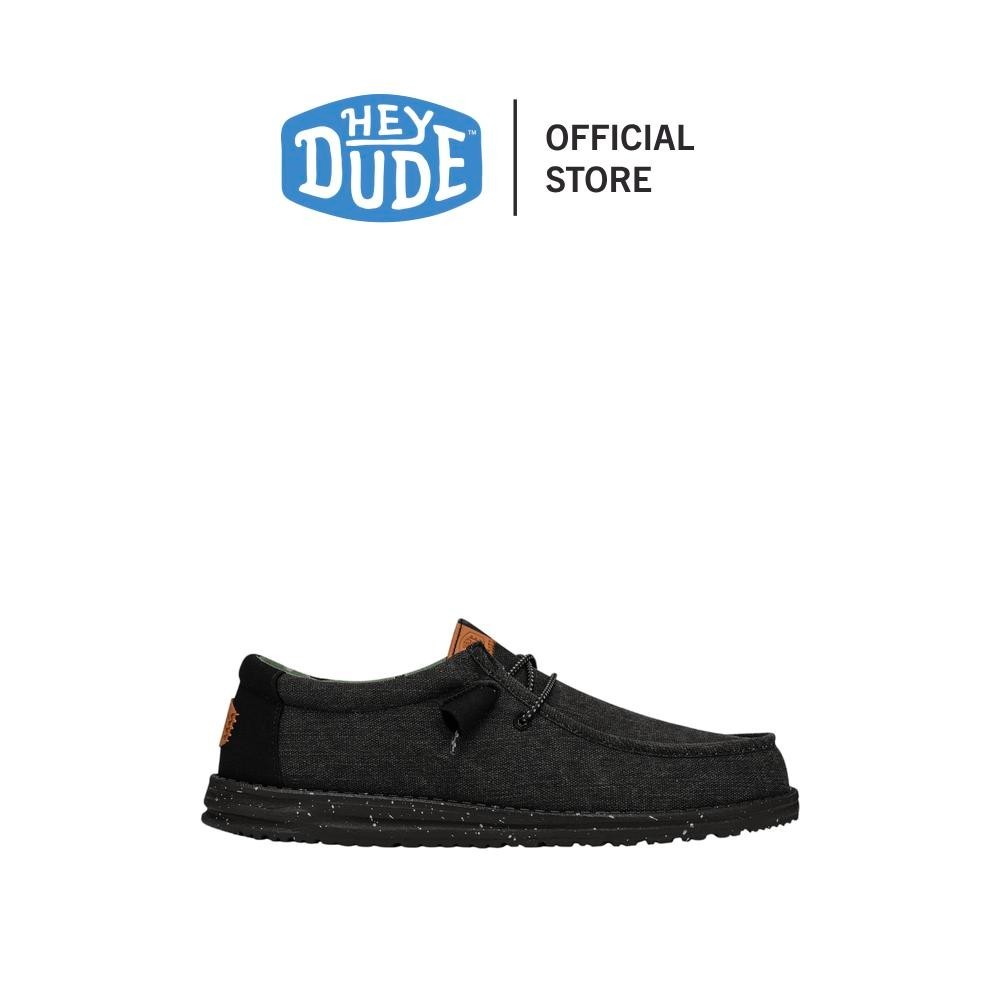 HEYDUDE รองเท้าลำลองผู้ชาย WALLY WASHED CANVAS รุ่น 40296-060 - BLACK/BLACK