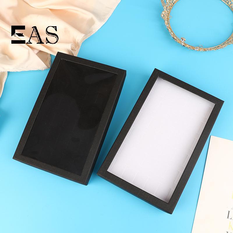 [EA] 36-Slot เครื่องประดับแหวนกล่องแสดงถาด Organizer ต่างหู Trinket แสดงกรณีกํามะหยี่ Organizer กล่อ