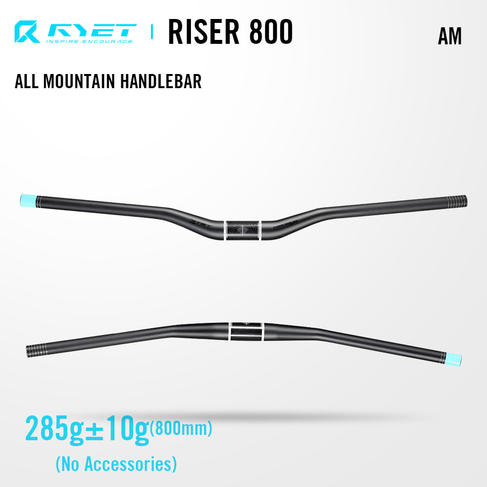 สต็อกพร้อม! RYET Riser 800 แฮนด์คาร์บอน MTB 35x800 มม. UD Matte, 30 มม. Rise 7° หลัง5° Up Sweep, Ult