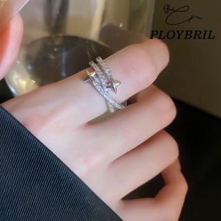 PLOYBRIL แหวนแฟชั่น ประดับเพชร เพทาย ดาว เปิดนิ้วชี้ ระดับไฮ…
