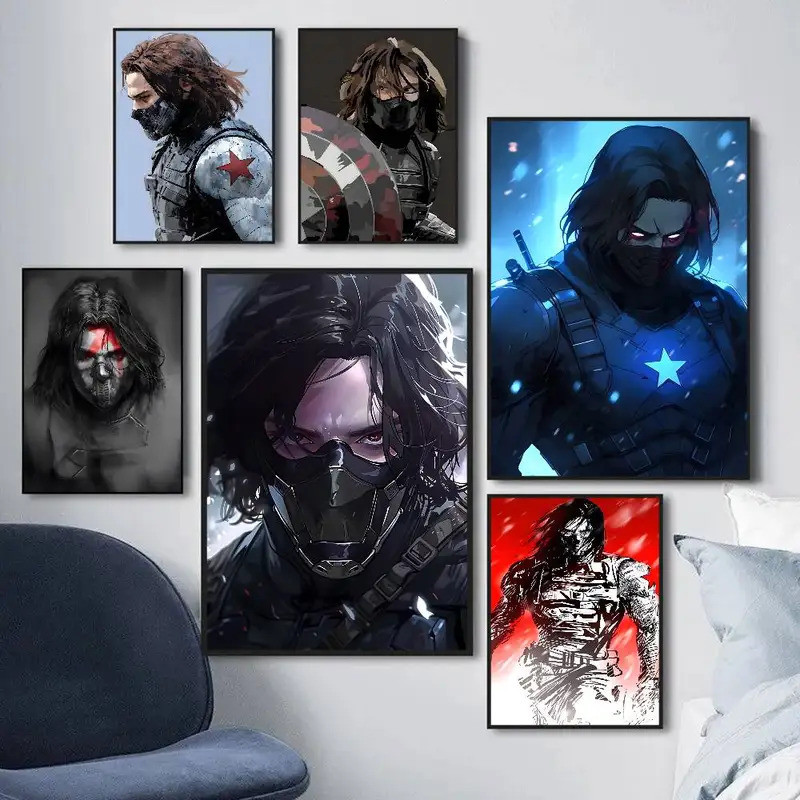 B-Buckys Barnes ฤดูหนาว S-Solderes ไม่มีกรอบ Whitepaper โปสเตอร์ Vintage Room Bar Cafe Decor Vintage