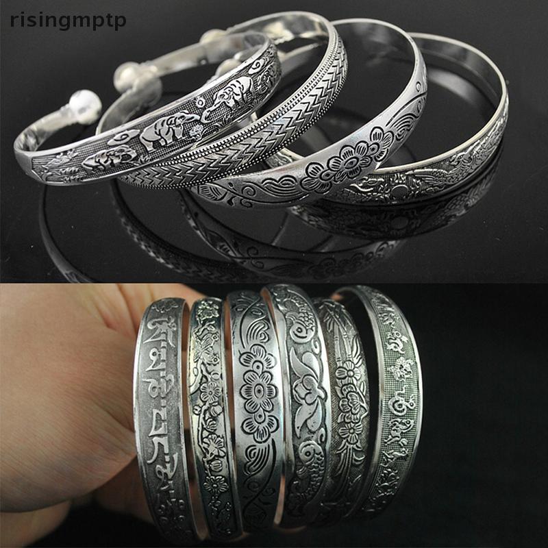 สร้อยข้อมือวินเทจทิเบต โทเท็มแกะสลักจากเงิน ใหม่พร้อมความคลาสสิก