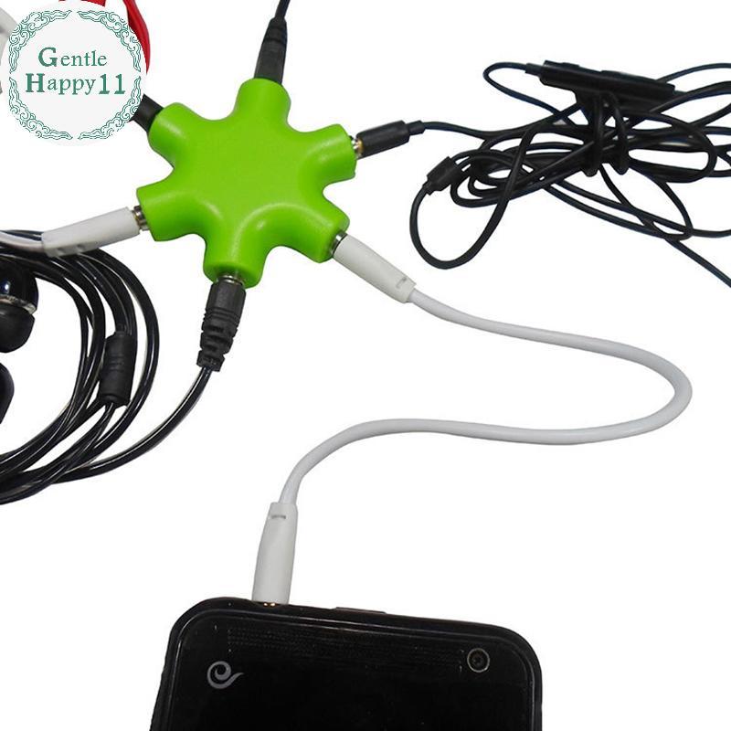 GentleHappy 6 พอร์ตหูฟัง Aux Splitter 6 In 1 อุปกรณ์เสริมสมาร์ท Audio Aux Cable Splitter 3.5 มม.1 ชา
