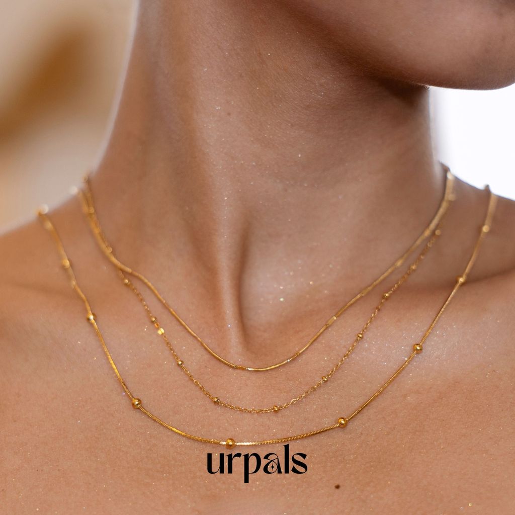 URPALS สร้อยคอ Stainless ชุบทอง18K ไม่ลอกไม่ดำ แพ้ง่ายใส่ได้