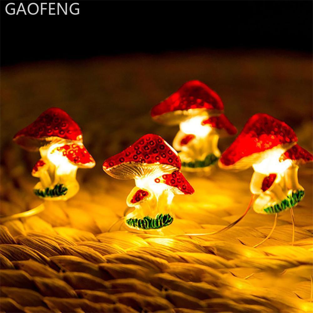 GAOFENG คริสต์มาสเห็ดไฟ LED String Holiday Fairy ไฟสําหรับงานแต่งงานตกแต่งห้องนอนไฟสวนกลางแจ้ง P8U8