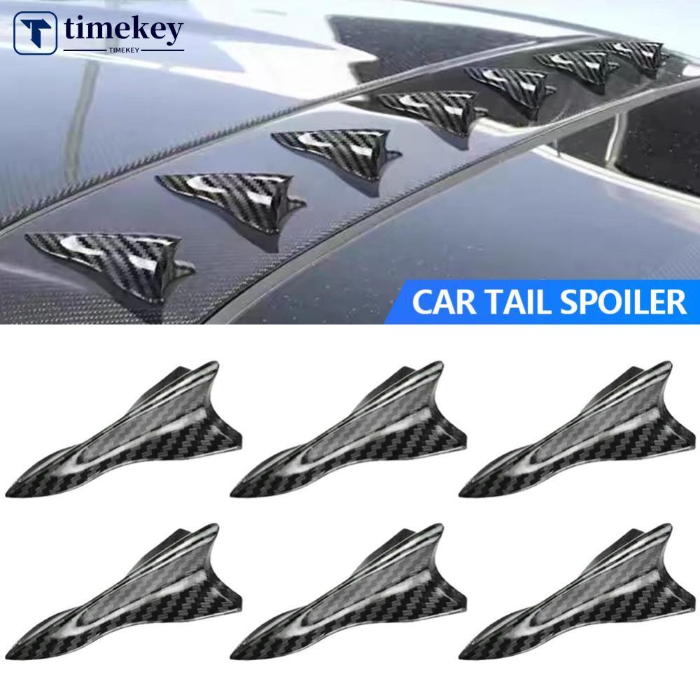 TIMEKEY 1 ชิ้น/6 ชิ้นคาร์บอนไฟเบอร์ ABS หลังคารถ Shark Paste Fin Diffuser Vortex เครื่องกําเนิดไฟฟ้า Body ตกแต่งเสาอากาศ Fit สําหรับหลังคาหางสปอยเลอร์กันชน A7F6