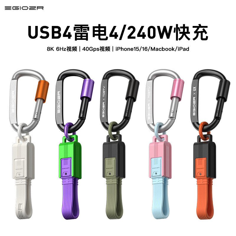 USB4 Dual type-c Data Cable 240W 8K Projection Screen 40G เหมาะสําหรับ iphone15pro