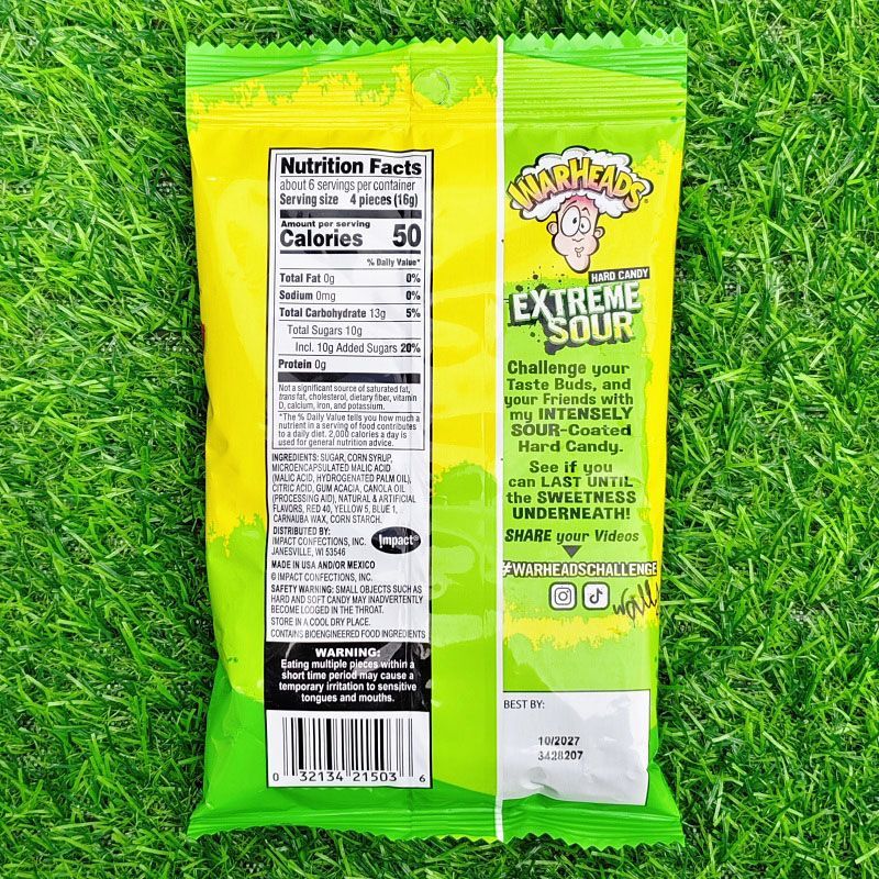 US นําเข้า Super SOUR Flavour Hard CANDY SOUR รสผลไม้ Fan-Shaped Gummy Gel CANDY WARHEADS SOUR CANDY