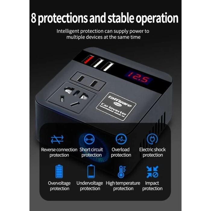 อินเวอร์เตอร์ปลั๊กไฟรถยนต์ 100W DC 12V/24V 3 USB thumbnail 7