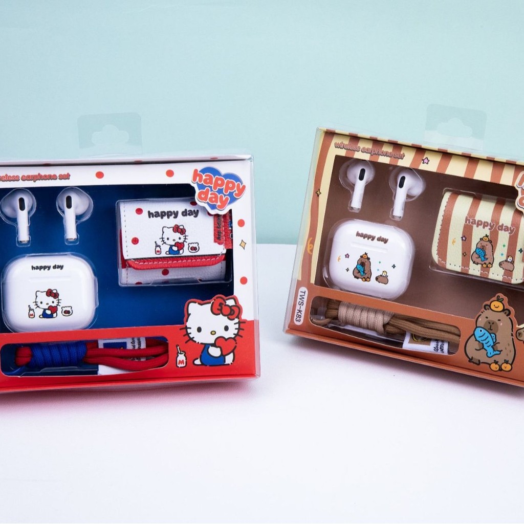 TWS-เค83 ในหูหูฟัง 5.4 การ์ตูนหนังเก็บกระเป๋ากุญแจสายคล้องคอ