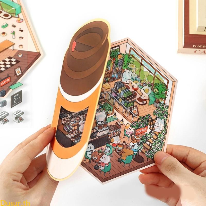 Dusur Aesthetic Sticker DIY Scene Make Sticker การ์ตูน Baking Shop Landscape Sticker