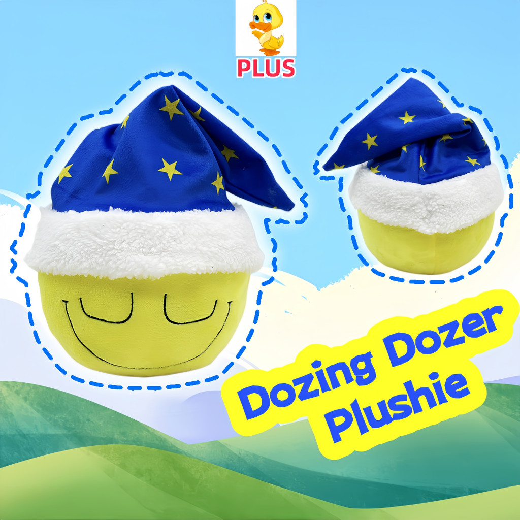 พลัส✨ตุ๊กตา Dozing Dozer✨Dozing Dozer Plushie โดย The Few, สีเหลืองยิ้ม Dozing Dozer Plushie หมอนตุ๊