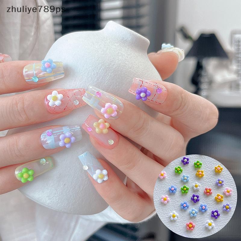 Zuliye789ps 50 ชิ้นดอกไม้เล็กๆเล็บ Charms 3D เรซิ่น 5 รูปที่ 3