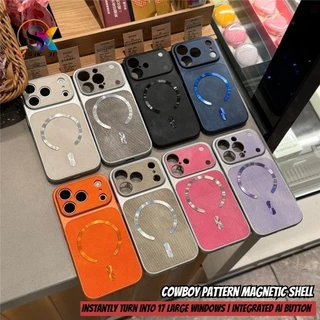 เคสโทรศัพท์หรูหราสําหรับiPhone 17 16 15 14 13 12 11 Pro Max PlusกรณีหรูหราVINTAGE DENIMแม่เหล็กหนังฝาครอบโทรศัพท์กันกระแทกป้องกันกลับเชลล์