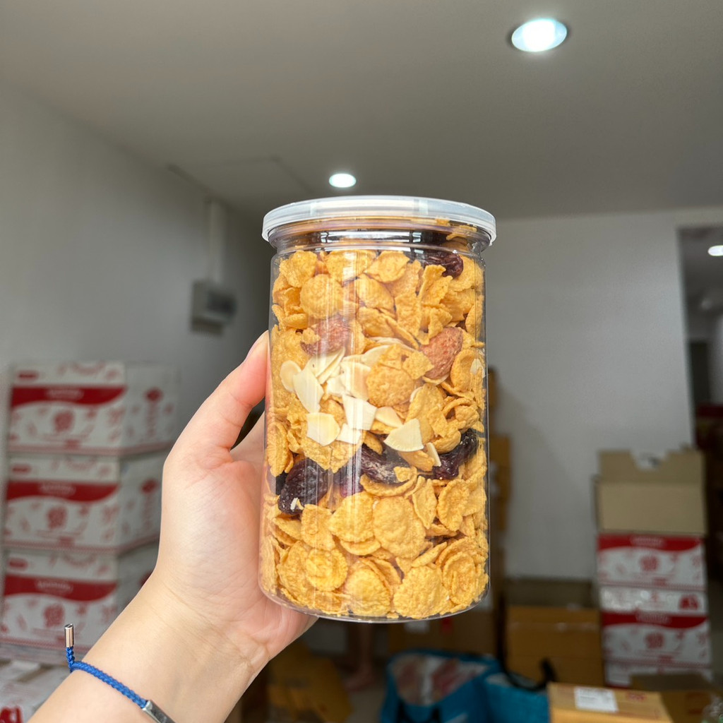 คอร์นเฟลกส์คาราเมล Cornflakes คอนเฟลกคาราเมล คอร์นเฟลกส์น้ำผึ้งคาราเมล ธัญพืชพรีเมียม (มะม่วงหิมพานต์+อัลมอนด์เต็มเม็ด)