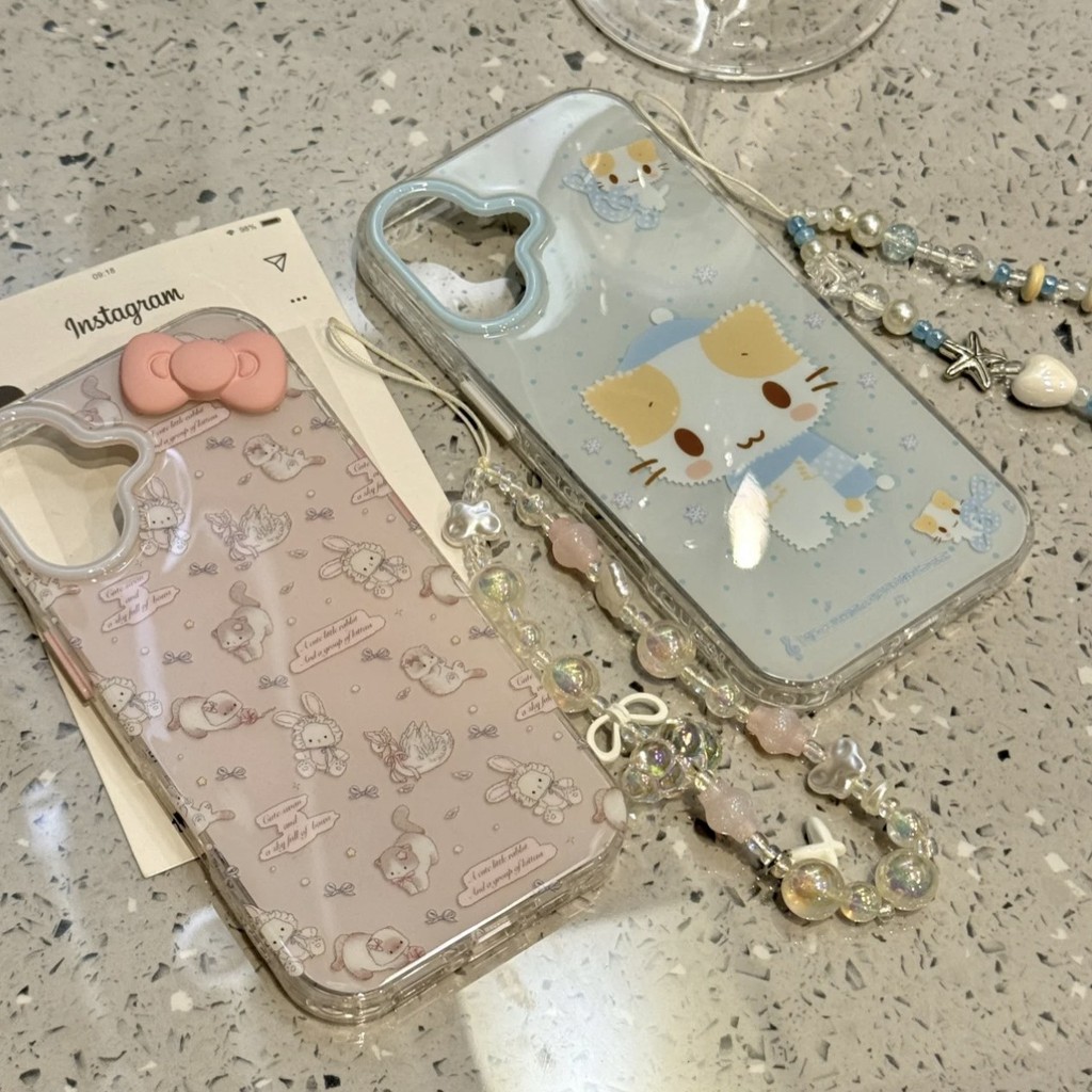 หงส์แมวน่ารักเกาหลีเหมาะสําหรับ ihone16promax Apple 15pro เคสโทรศัพท์ 1413 สองชั้น 2026.3.13