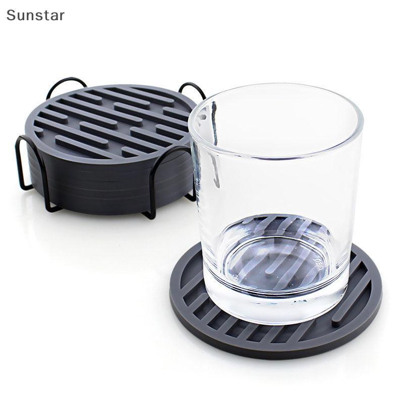 Sunstar แผ่นซิลิโคนทนความร้อนถ้วย Coasters รอบลื่นตาราง Placemat เครื่องมือ Nice