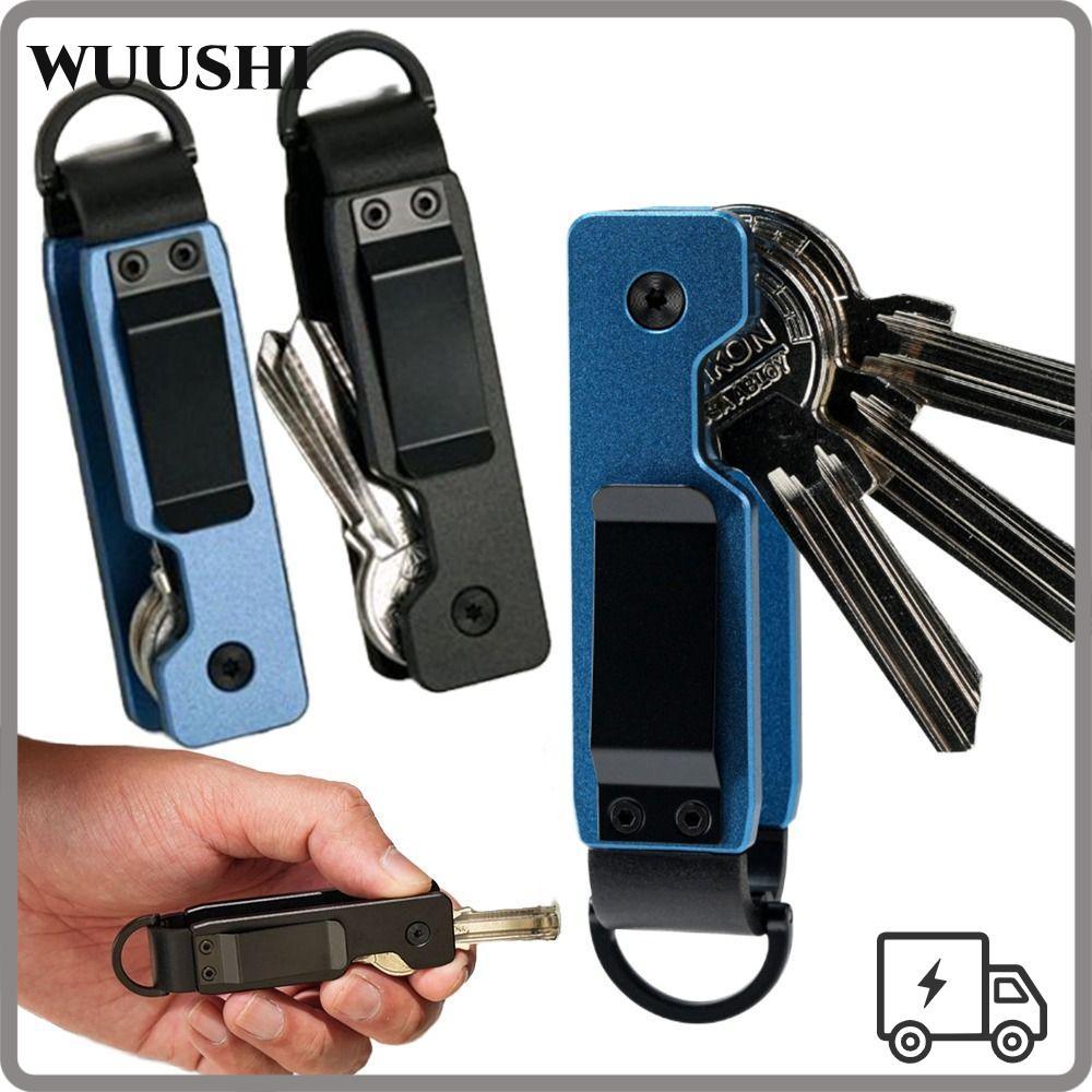 WUSHI Key Organizer, Compact Holds 2-5 Keys Key Holder, Minimalist Metal Keys Fob Outdoor