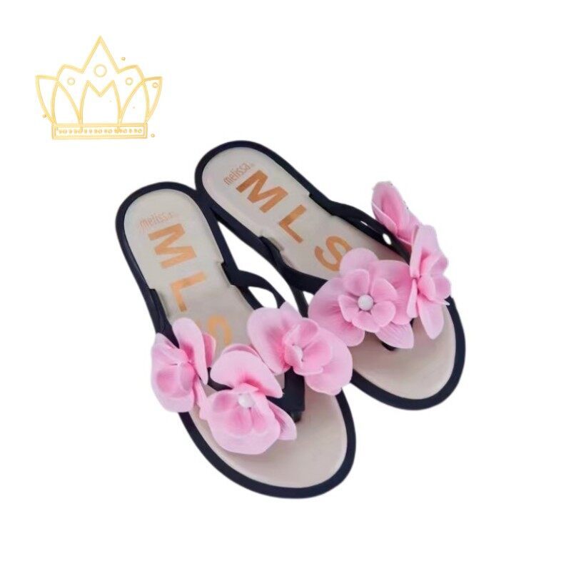 2023 Official store Melissa slippers for women camellia style beach shoes ladies sandals girls Flip 