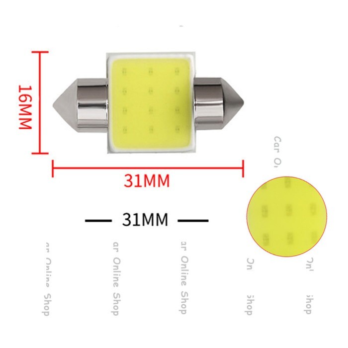 ไฟ LED CEILING 31MM แท็กซี่รถยนต์ 31 MM PLASMA COB 12SMD