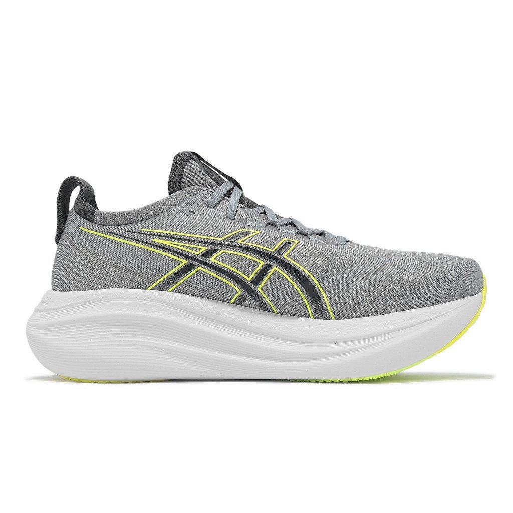 Asics Jogging Shoes GEL-Nimbus 27 2E Wide Last Mens Grey Fluorescent Yellow Cushioning Thi Sole 1011