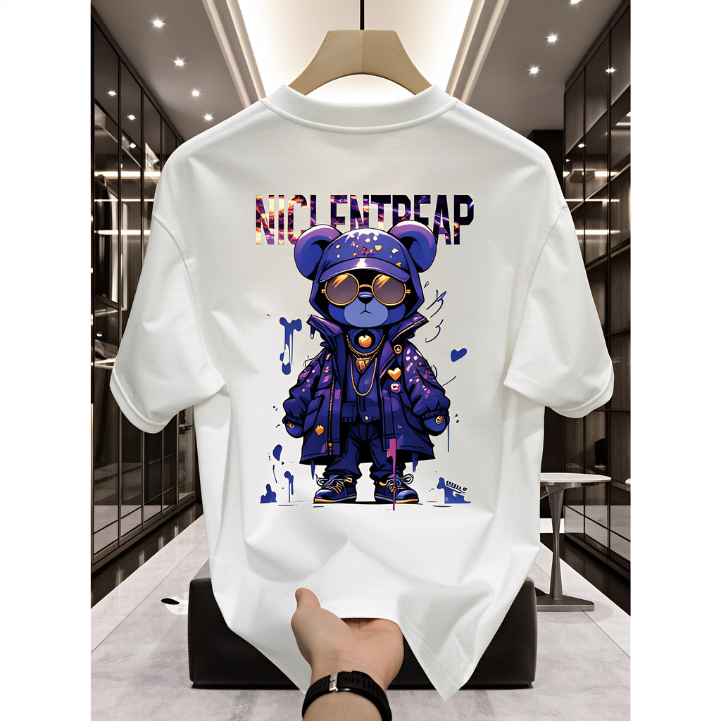 แฟชั่น(COD)Cotton trending t shirt for men streetwear t shirt trending t shirt for men round neck te