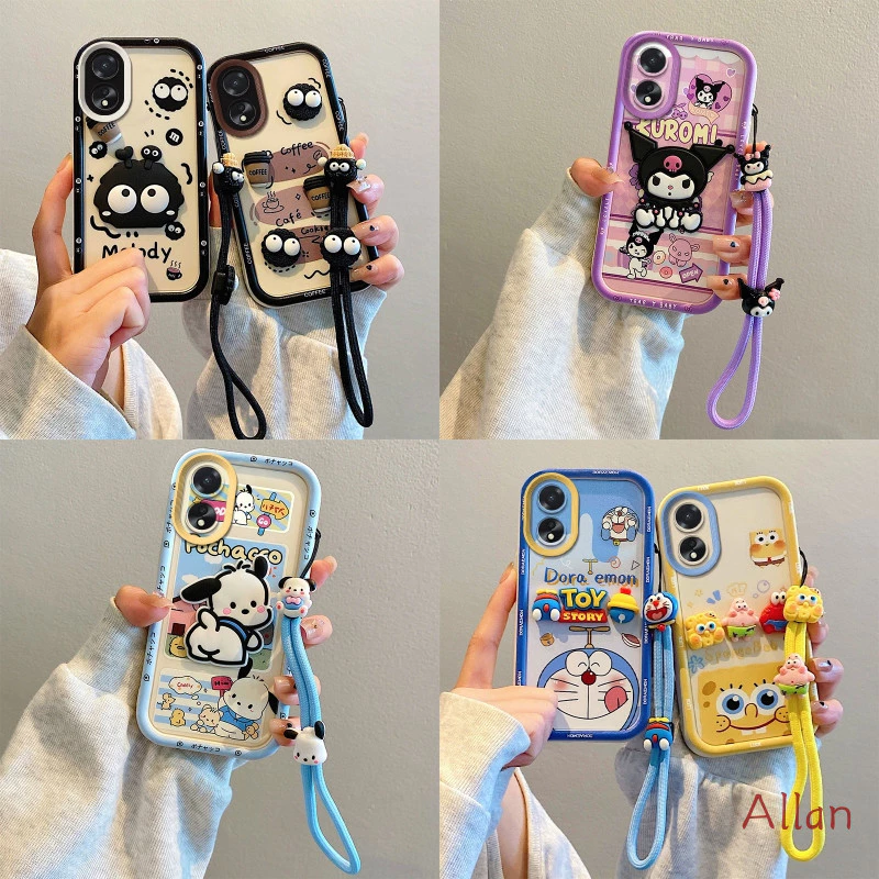 เคส oppo a78 5G / a58 5G กรณี TPU 2026 ใหม่ Kawaii ซิลิโคนนุ่มคลุมทั้งหมดกันกระแทก, Lanyard Anti-Loss เคสโทรศัพท์ BSJGS