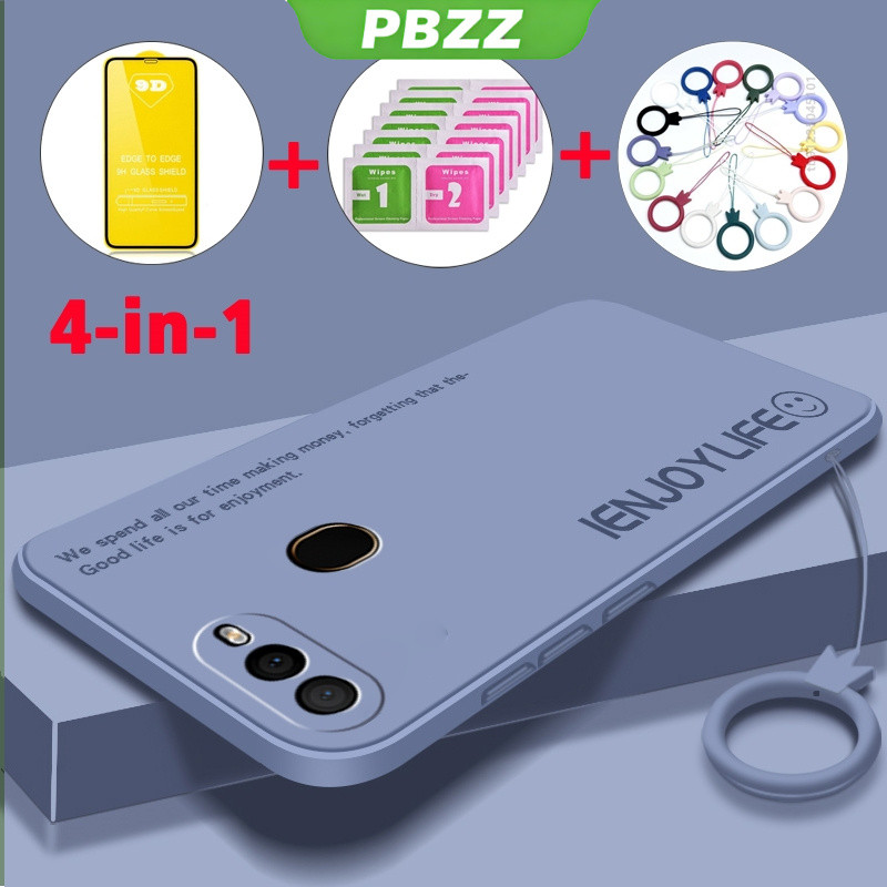 PBZZ FREE กระจกนิรภัยcasing oppo a5s oppo a12 oppo A7 oppo a3s oppo a12e F9 เคสโทรศัพท์ with Tempered Softcase Liquid Silicone Protector เคสกันกระแทก ดีไซน์ใหม่ YTMZM01