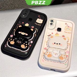 PBZZ เคสสําหรับ vivo v9 vivo v11i vivo y95 vivo y91 vivo y91i เคสโทรศัพท์ Softcase ซิลิโคนกันกระแทก ดีไซน์ใหม่ ความงาม กระจกหมุนได้ หมีน่ารัก พร้อมที่วาง JTXXZJ01