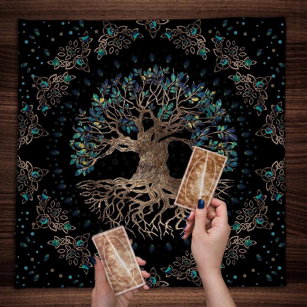 Tree Of Life Tarot ผ้าปูโต๊ะแท่นบูชาผ้า Pagan Spiritual Pendulum Witchcraft Astrology Oracle การ์ดแผ