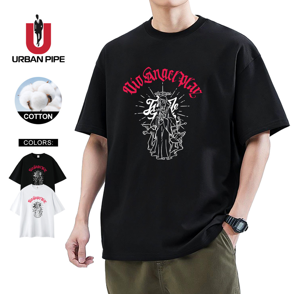 แฟชั่นURBAN PIPE Fashion Print Tshirt For Men Cotton Unisex Shirt Oversized  Round Neck YH14