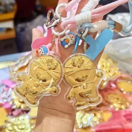 Little Golden Cake Princess Please Fortune Pure Gold 999 Doraemon กระเป๋าโทรศัพท์มือถือพวงกุญแจ Simp