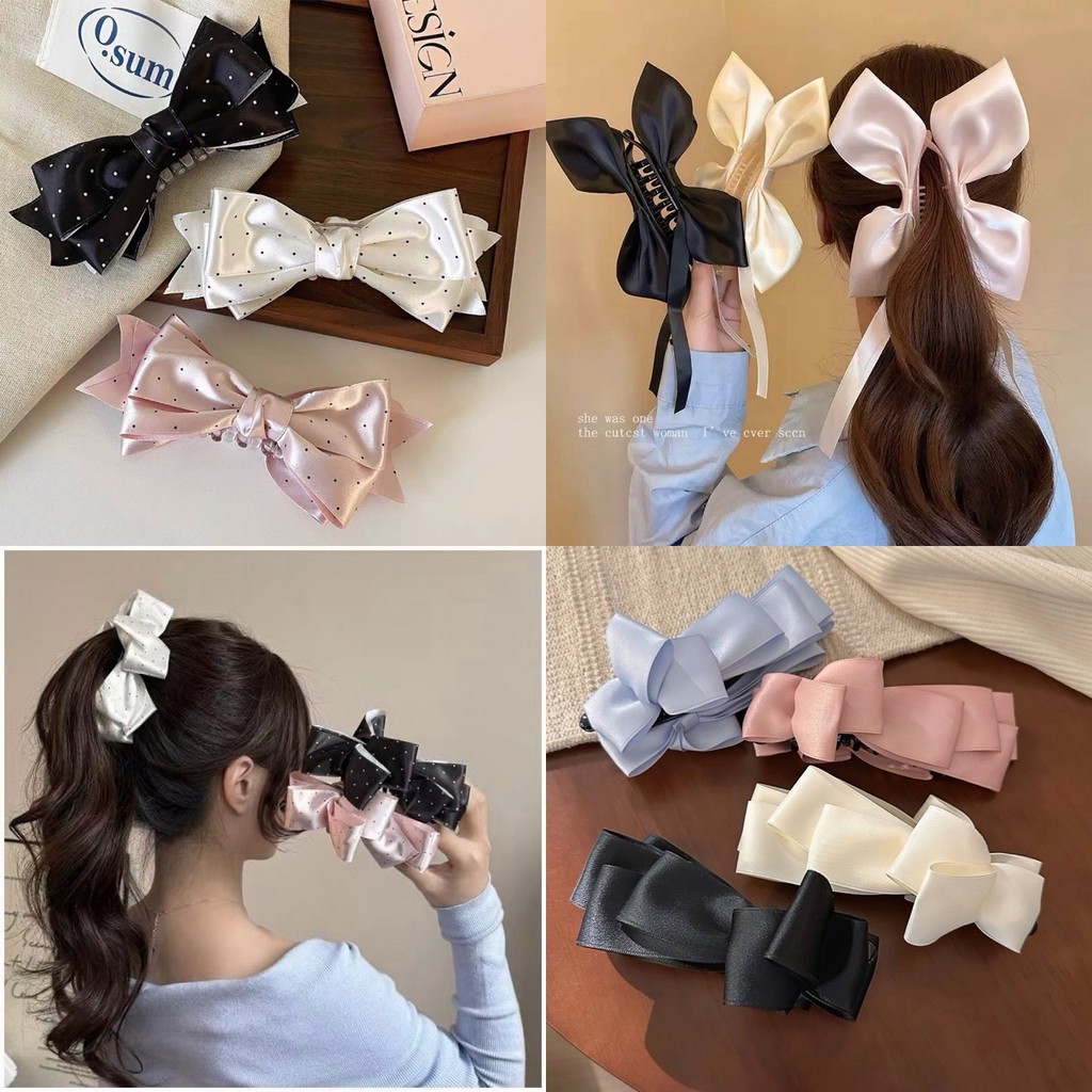 Polka Dot Bow Banana Clip กิ๊บติดผมหางม้า