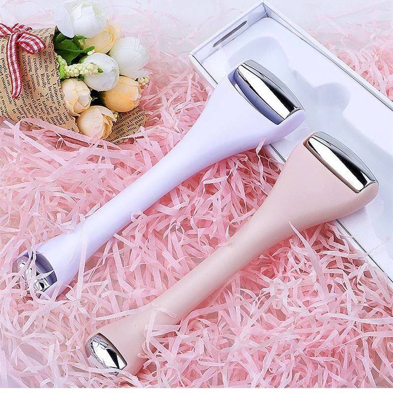 Face Roller Pink Cool Ice Roller Massager for Anti Puffiness