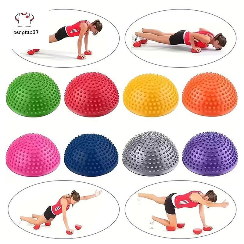 Pengatao09 Inflatable Half-Ball Massage Balance Training Ball Tactile Ball Fitness Ball Non-Slip Cor