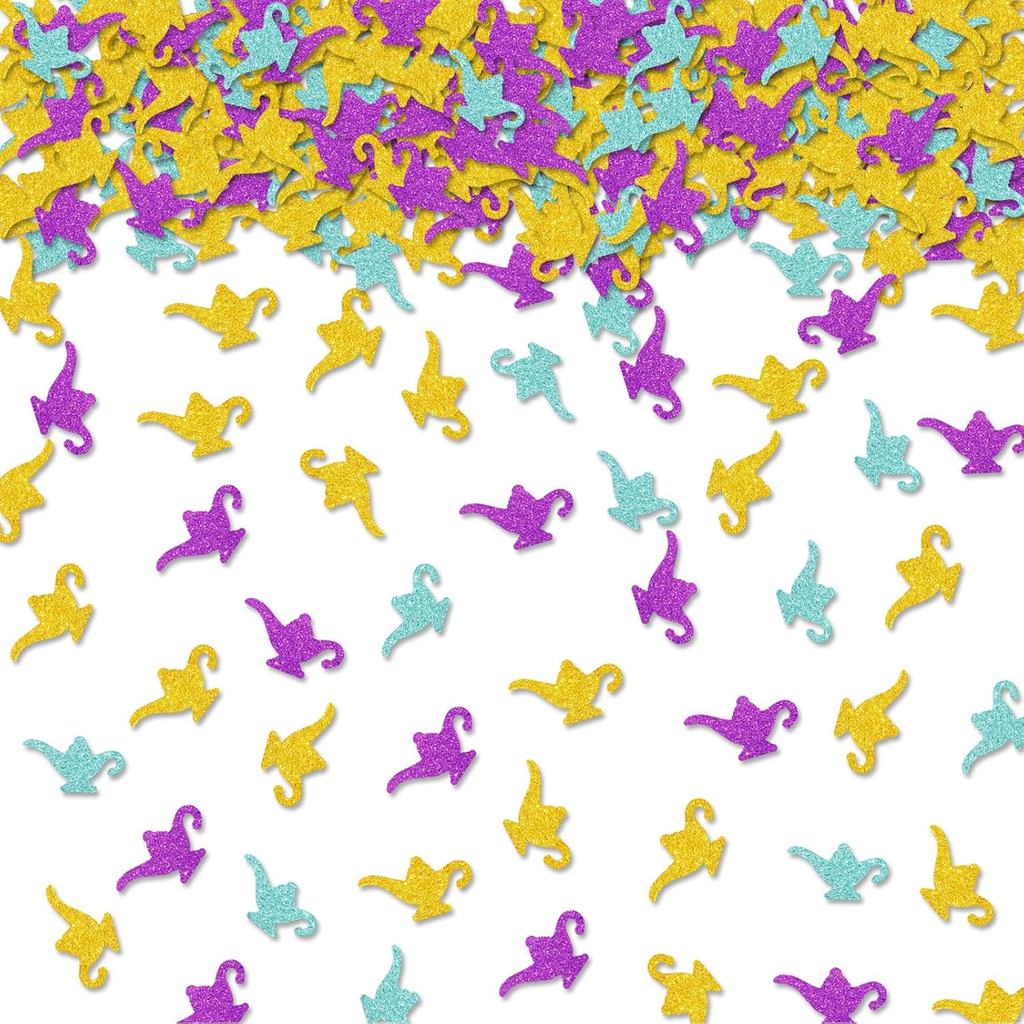 100 ชิ้น Genie โคมไฟ Confetti, Gold Genie โคมไฟตาราง Confetti สําหรับวันเกิด Magical, กาน้ําชากระดาษ