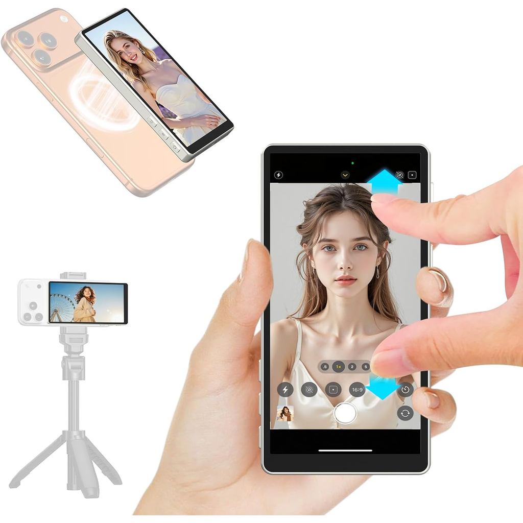 Newmowa 5" Magnetic Vlog Selfie Monitor หน้าจอ,หน้าจอสัมผัสและซูมโฟกัส,ลําโพงในตัว,การเชื่อมต่อโดยตร