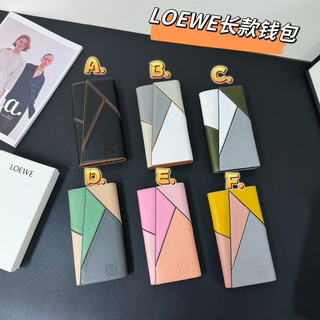 LOEWE Wallet สินค้าใหม่ พิมพ์ลายPUZZLE กระเป๋าเงินซิปเปิด-ปิด 10ช่องเก็บบัตร+