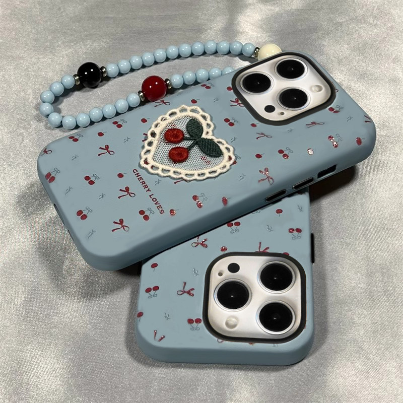 Cherry Lace Heart เหมาะสําหรับ Apple 16promax เคสโทรศัพท์สไตล์ใหม่ iPhone15proMax กันกระแทก 14Plus ซ