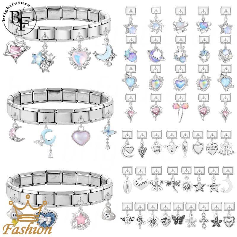สร้อยข้อมือสแตนเลส Bowknot อิตาเลียน-charm ขนาด 9 มม. DIY เครื่องประดับสไตล์เรโทร