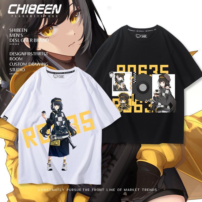 Girls Frontline RO635 สินค้าสองมิติแขนสั้นนักเรียนชายหญิงฤดูร้อนผ้าฝ้ายแท้สบายๆหลวมเสื้อยืดครึ่งแขน