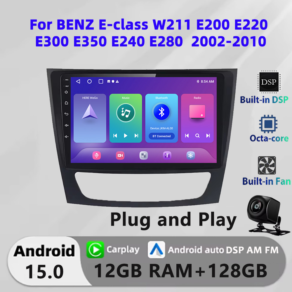 Honxun android หัวสําหรับ BENZ E-class W211 E200 E220 E300 E350 E240 E280 ESSGOO acodo 12GB + 128 เครื่องเล่น 2din สเตอริโอมัลติมีเดีย carplay หน้าจอสัมผัส monitor FM dsp wifi นําทาง